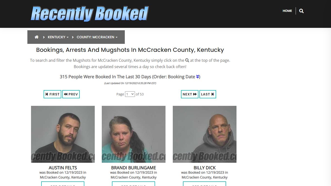 Bookings, Arrests and Mugshots in McCracken County, Kentucky