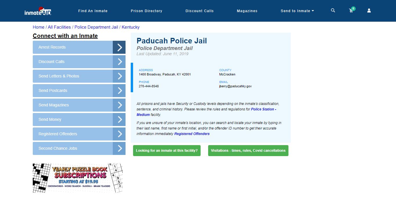 Paducah Police Jail & Inmate Search - Paducah, KY